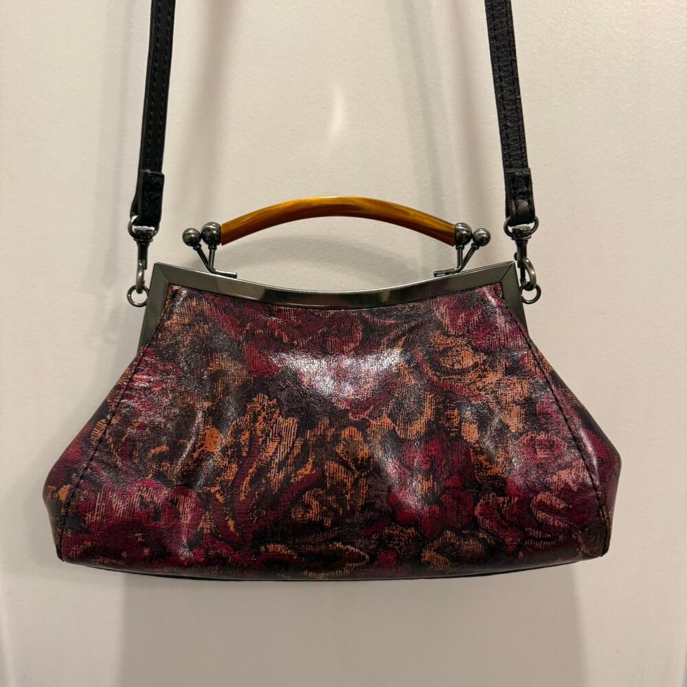 Patricia Nash Floral Brocade Kelmscott Leather Kisslock Handbag